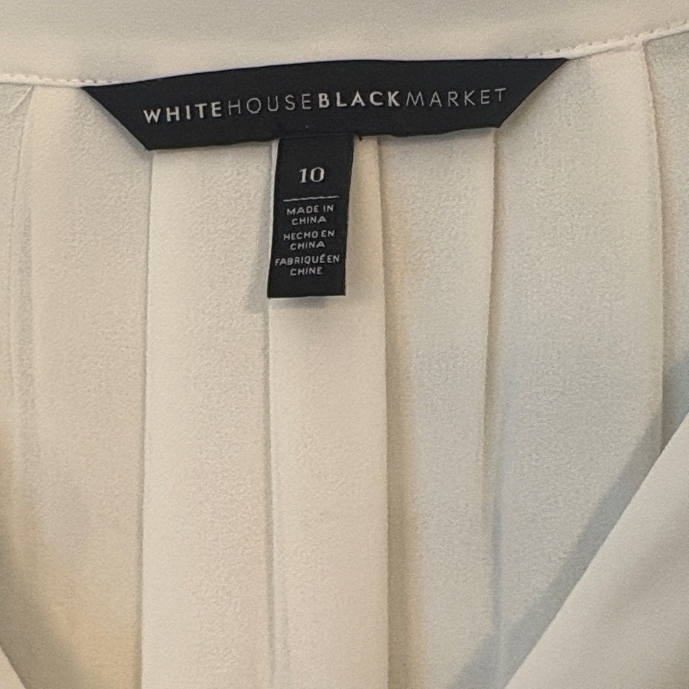 White House Black Market Velvet Tie Blouse Cream Color Size Medium - Picture 5 of 8